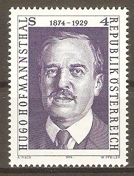 Briefmarke Österreich Mi.Nr. 1438 ** 100. Geburtstag von Hugo von Hofmannsthal 1974 / Dichter #2024499