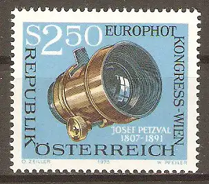 Briefmarke Österreich Mi.Nr. 1428 ** Europhotkongress Wien 1973 / Fotografisches Objektiv von Josef Petzval #