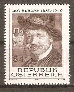 Briefmarke Österreich Mi.Nr. 1419 ** 100. Geburtstag von Leo Slezak 1973 / Opernsänger und Filmschauspieler #