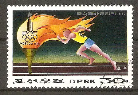 Briefmarke Korea-Nord Mi.Nr. 1863 o Olympische Sommerspiele Moskau 1980 / Laufen #