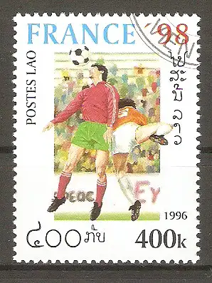 Briefmarke Laos Mi.Nr. 1519 o Fussball-Weltmeisterschaft Frankreich 1998 / Spielszene #