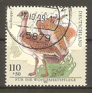 Briefmarke BRD Mi.Nr. 2016 o Bedrohte Vogelarten 1998 / Großtrappe (Otis tarda) #2024522