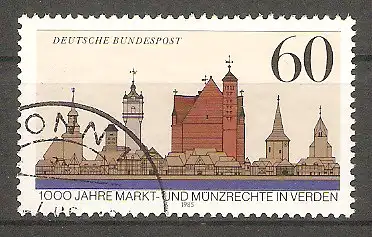 Briefmarke BRD Mi.Nr. 1240 o 1000 Jahre Markt- und Münzrechte in Verden 1985 / Stadtansicht von Verden #2024527