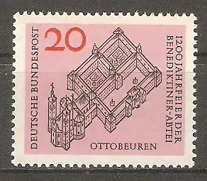 Briefmarke BRD Mi.Nr. 428 ** 1200 Jahre Benediktinerabtei Ottobeuren 1964 #2024553