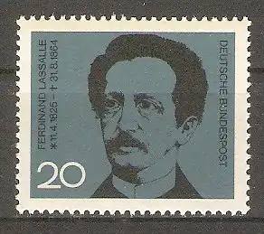 Briefmarke BRD Mi.Nr. 443 ** 100. Todestag von Ferdinand Lassalle 1964 / Mitbegründer der Sozialdemokratischen Partei in Deutschland #2024554