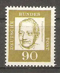 Briefmarke BRD Mi.Nr. 360 y ** 90 Pf. Bedeutende Deutsche 1961 / Prof. Franz Oppenheimer #2024555