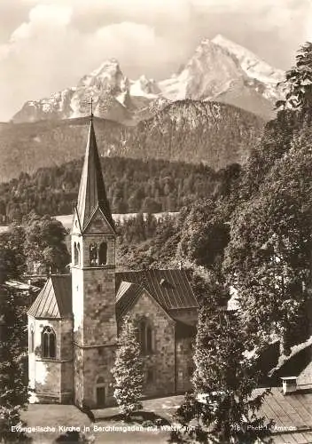 Ansichtskarte Deutschland - Berchtesgaden / Evangelische Kirche in Berchtesgaden mit Watzmann (2695)