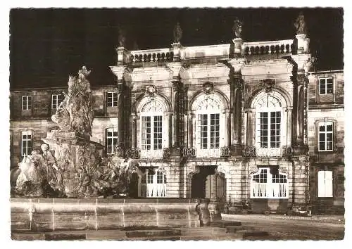 Ansichtskarte Deutschland - Bayreuth / Neues Schloß bei Nacht mit Markgrafenbrunnen (2712)