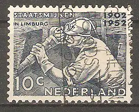 Briefmarke Niederlande Mi.Nr. 587 o 50 Jahre Staatskohlenminen in der Provinz Limburg 1952 / Bergmann bei der Arbeit #