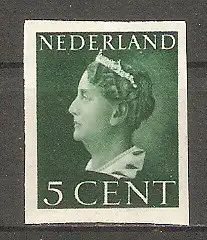 Briefmarke Niederlande Mi.Nr. 341 U ** (ungezähnt) Königin Wilhelmina 1940 #