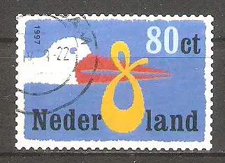 Briefmarke Niederlande Mi.Nr. 1631 I o Geburtsanzeigen 1997 / Storch bringt Baby #