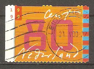 Briefmarke Niederlande Mi.Nr. 1732 o Freimarke 1999 (selbstklebend; teils gerade, teils wellenförmig gestanzt) / Stilisierter Bildschirm mit Zahl „80“ #