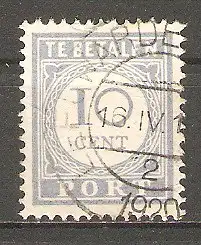 Briefmarke Niederlande Portomarke Mi.Nr. 52 A o (gez K 12½) Kleine Ziffern und Wertangabe im Kreis mit Gliederkette 1912 #