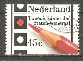 Briefmarke Niederlande Mi.Nr. 1093 C o Parlamentswahlen 1977 / Wahlzettel & Rotstift #