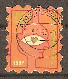 Briefmarke Niederlande Mi.Nr. 1637 o Dezembermarken 1997 / Sich überschneidende Köpfe & Herz #