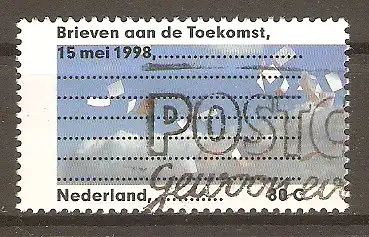 Briefmarke Niederlande Mi.Nr. 1656 o Projekt „Brief an die Zukunft“ 1998 / Wolken, durch die Luft wirbelnde Briefe, Zeilenvordruck #