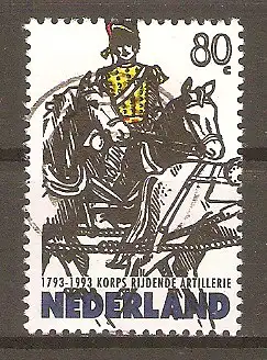 Briefmarke Niederlande Mi.Nr. 1466 o 200 Jahre Korps der reitenden Artillerie 1993 / Fahrkanonier mit Zugpferden #