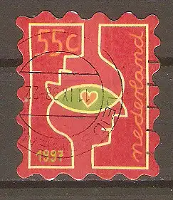 Briefmarke Niederlande Mi.Nr. 1638 o Dezembermarken 1997 / Sich überschneidende Köpfe & Herz #