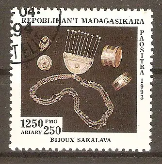 Briefmarke Madagaskar Mi.Nr. 1668 o Kunsthandwerk 1994 / Sakalava-Schmuck #