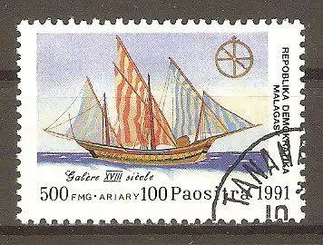 Briefmarke Madagaskar Mi.Nr. 1319 o 500. Jahrestag der Entdeckung Amerikas 1991 / Dau (18. Jh.) #