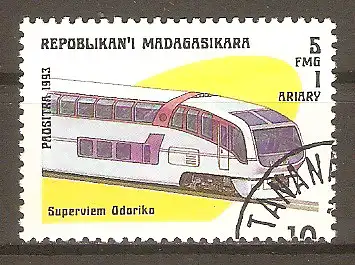 Briefmarke Madagaskar Mi.Nr. 1562 o Lokomotiven 1993 / Superview Odoriko #