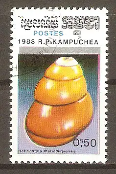 Briefmarke Kambodscha Mi.Nr. 963 o Landschnecken 1988 / Helicostyla marinduquensis #