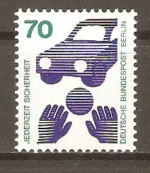 Briefmarke Berlin Mi.Nr. 453 ** 70 Pf. Unfallverhütung 1973 / Verkehrssicherheit - Ball vor Auto #