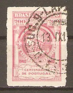 Briefmarke Brasilien Mi.Nr. 543 X o 800. Jahrestag der Erringung der portugiesischen Unabhängigkeit 1941 / König Afonso Henriques #