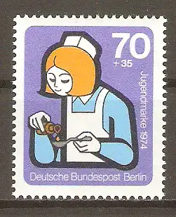 Briefmarke Berlin Mi.Nr. 471 ** Jugend 1974 / Elemente internationaler Jugendarbeit - Jugend hilft #