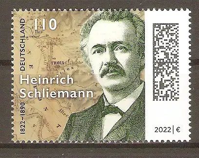 Briefmarke BRD Mi.Nr. 3659 ** 200. Geburtstag von Heinrich Schliemann 2022 / Archäologe #