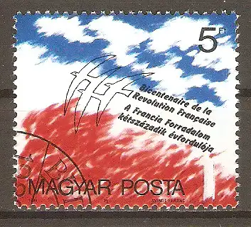 Briefmarke Ungarn Mi.Nr. 4024 A o 200. Jahrestag der Französischen Revolution 1989 / Stilisierte Friedenstauben #