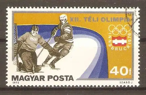 Briefmarke Ungarn Mi.Nr. 3089 A o Olympische Winterspiele Innsbruck 1976 / Eishockey #