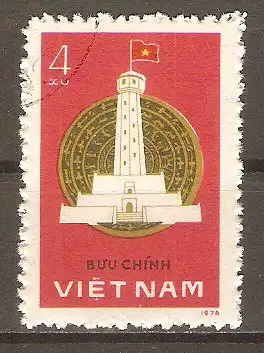 Briefmarke Vietnam Mi.Nr. 906 o 1. Jahrestag der Wahlen zur Nationalversammlung 1977 / Flaggenturm, Thăng Long, Hanoi #