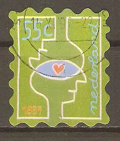 Briefmarke Niederlande Mi.Nr. 1639 o Dezembermarken 1997 / Sich überschneidende Köpfe & Herz #