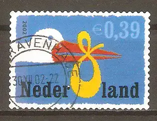 Briefmarke Niederlande Mi.Nr. 1974 o Geburtsanzeigen 2002 / Storch bringt Baby #