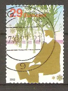 Briefmarke Niederlande Mi.Nr. 2051 o Dezembermarken 2002 / Spaziergänger in Winterlandschaft #