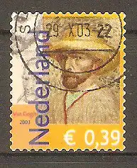 Briefmarke Niederlande Mi.Nr. 2083 o 150. Geburtstag von Vincent van Gogh 2003 / Selbstbildnis mit Strohhut #