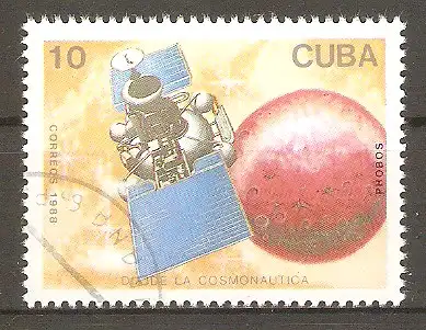 Briefmarke Cuba Mi.Nr. 3177 o Tag der Kosmonautik 1988 / Raumsonde „Phobos“ #