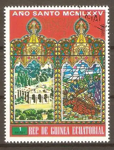 Briefmarke Äquatorial-Guinea Mi.Nr. 530 o Ostern 1975 / Gebäude in Jerusalem - Kirche aller Nationen (Todesangstbasilika) #