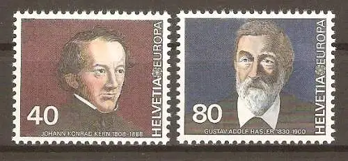 Briefmarke Schweiz Mi.Nr. 1174-1175 ** Europa CEPT 1980 / Johann Konrad Kern (Politiker) & Gustav Adolf Hasler (Industrieller) / Kompletter Satz ! #