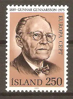 Briefmarke Island Mi.Nr. 553 ** Europa CEPT 1980 / Gunnar Gunnarsson (Schriftsteller) #