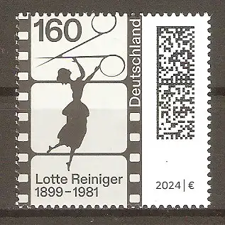 Briefmarke BRD Mi.Nr. 3834 ** 125. Geburtstag von Lotte Reiniger 2024 / Deutsche Scherenschneiderin und Pionierin des animierten Films #