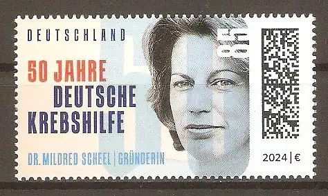 Briefmarke BRD Mi.Nr. 3853 ** 50 Jahre Deutsche Krebshilfe 2024 / Dr. Mildred Scheel #