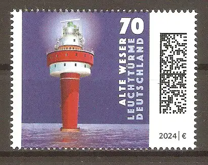 Briefmarke BRD Mi.Nr. 3840 ** Leuchttürme 2024 / Leuchtturm Alte Weser #