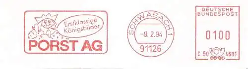 Freistempel C50 4691 Schwabach - PORST AG / Erstklassige Königsbilder (Abb. König) (#1095)