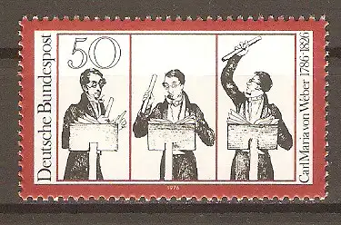 Briefmarke BRD Mi.Nr. 894 ** 150. Todestag von Carl Maria von Weber 1976 / Komponist #
