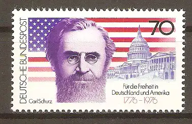 Briefmarke BRD Mi.Nr. 895 ** 200 Jahre Unabhängigkeit der Vereinigten Staaten von Amerika 1976 / Carl Schurz #