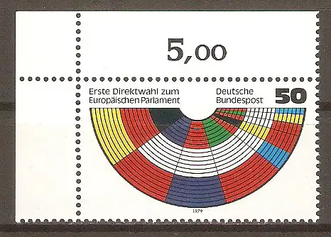 Briefmarke BRD Mi.Nr. 1002 ** Bogenecke oben links - Erste Direktwahlen zum Europäischen Parlament 1979 #