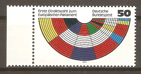 Briefmarke BRD Mi.Nr. 1002 ** Bogenrand links - Erste Direktwahlen zum Europäischen Parlament 1979 #