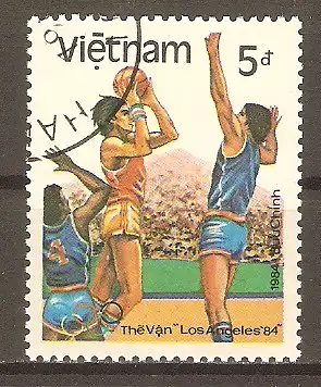 Briefmarke Vietnam Mi.Nr. F 1451 o Olympische Sommerspiele Los Angeles 1984 / Basketball #